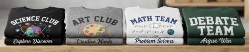 Folded shirts for Science Club and Debate Team